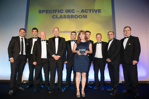 Ian Hewson with the SPECIFIC Active Classroom project team at the Constructing Excellence Wales Awards 2017